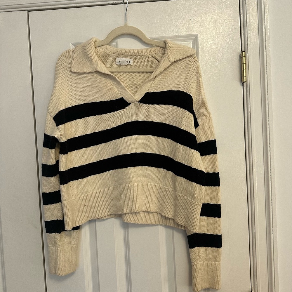 Striped Black and Cream Sweater
